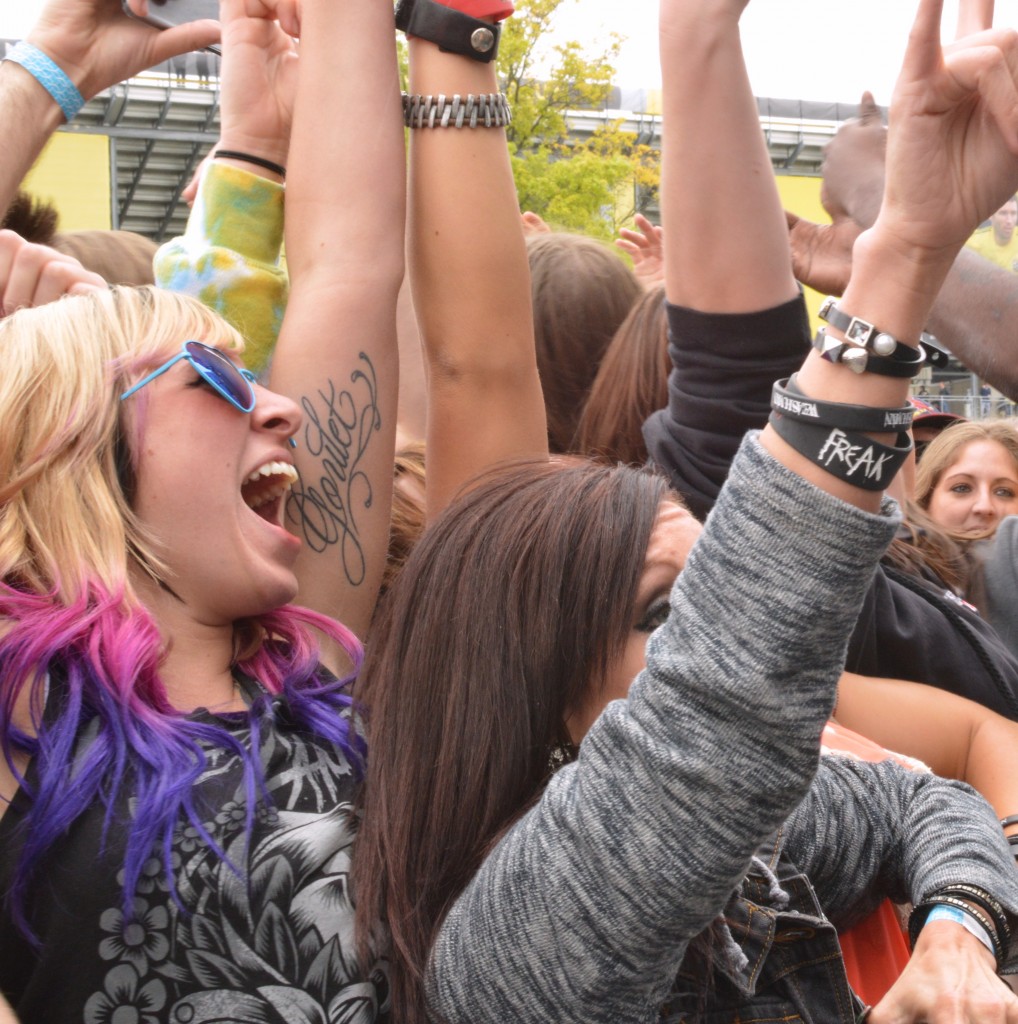 Fans enjoy a performance at the Monster Main Stage